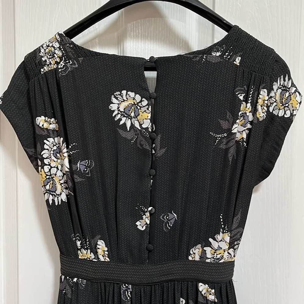 Free People All I Got Midi Maxi Dress Tiered Deep V Floral Boho Sz 0 - Picture 9 of 16